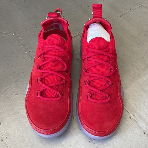 Christian louboutin arpoador flat sneaker suede red loubi pvc trainers sz 40